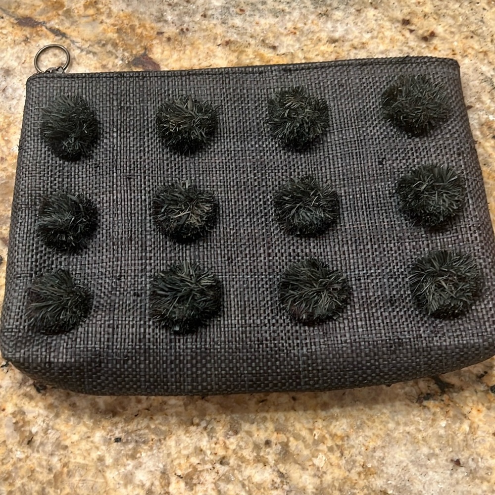 Madewell Raffia Pom-Pom Zip Pouch